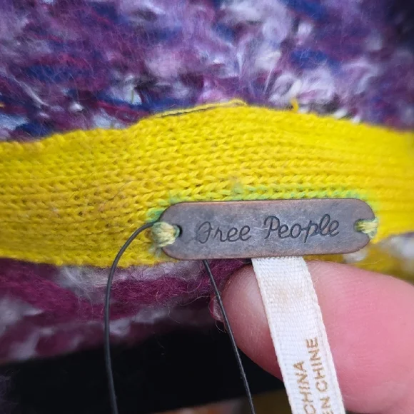 Free People Vibrant Multicolor Knit Cardigan Sweater Coat XS - Picture 4 of 6